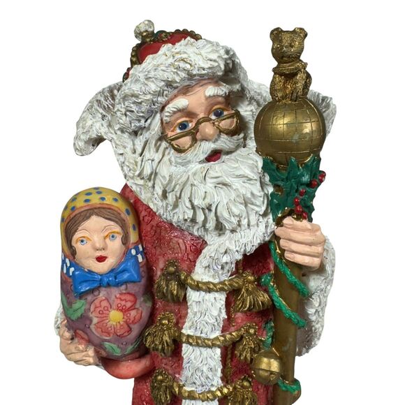 Santa's Magical Toyshop Grandfather Frost Russian Santa Matryoshka Gold Staff - Picture 2 of 14